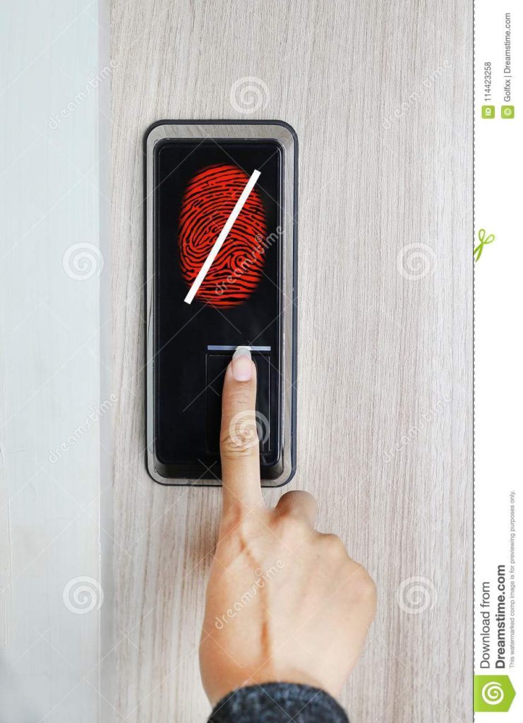 denied no access fingerprint used as identification method door lock digital illustration denied no access 114423258